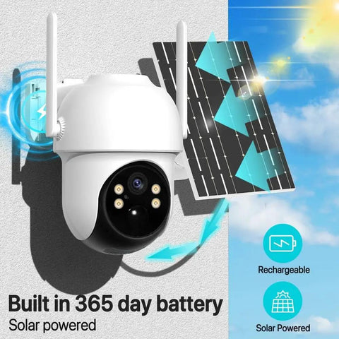 Heavy Duty 4Mp Outdoor Wifi Ptz Security Ip Camera With Smooth 6X Optical Zoom Solar Panel Charging Built In Battery, solar panel charging.