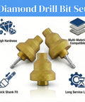Diamond Step Drill Bit Set With M10 Thread, 20mm 35mm 50mm Three Stage Hole Opener For Tile Concrete Marble Granite Stone