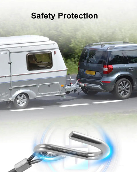 Trailer Breakaway Cable Assembly For A-60 Brake Actuator Disc And Drum, 17 Inch Effective Length And 40 Inch Total, with car and trailer