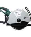 14 Inch Electric Concrete Saw With 15 Amp Motor And Wet Dry Setup Equipped With A Sharp Diamond Blade side view.