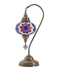Turkish Mosaic Table Lamp With Built In LED Bulb Hand Cut Glass Mosaics Moroccan Gooseneck Design Tall 45 Cm Lit Accent Light For Living Room Handmade In Turkey