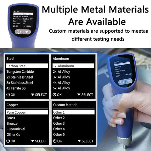 Portable Ultrasonic Hardness Tester On The Go Handy With Dual Test Heads Built In Storage Digital HV HRC HRB HB Scales For Metal Materials And Ultra Thin Workpieces Easy To Use With Low Impact Indentation And Quick Readouts, handheld on metal