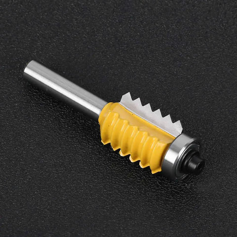 Solid Wave Type 8-Shank Woodworking Cutter Rail And Stile Router Bit With Carbide Milling Knives For Chipless Cutting Plus Anti Reverse Design In Durable Build For Smooth Pro Edges on black background.