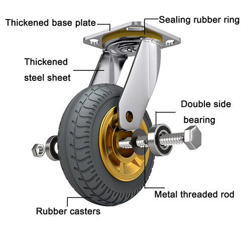 Heavy Duty Industrial Caster Wheels With Top Plate Swivel And Brakes For Carts Workbenches And Furniture Rolling Plate Casters