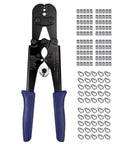 Heavy Duty Wire Rope Crimping Tool With Cutter And Swaging For One Sixteenth To One Eighth Inch Ropes Diy Friendly Kit Includes 100 Aluminum Crimping Loop Sleeves And 50 M3 Stainless Steel Thimbles For Rigging in package layout