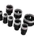 Kickstart Your DIY Project With This Awesome 8-Pc Grit Hole Saw Kit Designed For Drilling Marble Glass Ceramic Tiles And Concrete With Sharp Diamond Tips That Make Hard Work Easy Peasy. 8-piece diamond grit hole saw set, sizes 20mm-68mm