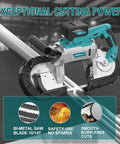 5 Inch Cordless Band Saw With 20V Brushless Motor cutting metal pipe, portable deep cut tool for wood and metal, 6 speeds