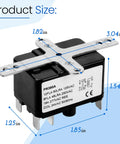 Heavy Duty 24V AC Fan Relay For HVAC Systems With Isolated Switch, Single Pole SPST, Ideal For Blowers, Humidifiers, Goodman Units, And Heat Sequencers, Includes Universal Mount Bracket, black relay with metal bracket, 3.04in