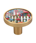 Birdhouse Fence Blue Dresser Drawer Knobs Set Of 4 With Screws Acrylic And Zinc Alloy Cabinet Pulls; floral design
