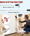 Heavy Duty Door Security Bar With 600Lb Grip That Grabs Tight Adjustable From 24.5 To 50.7 Inches Anti Slip Base for doors