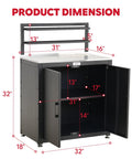 Outdoor Potting Bench With Storage Cabinet And Stainless Steel Work Surface Garden Workstation dimensions shown