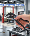 Grip of crimping pliers from 11 Piece Car Body Dent Repair Clamp And Pliers Set For Quick Fix And Strong Hold in a workshop