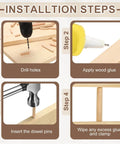 Installation steps for using Wooden Dowel Pins Three Sixteenths Inch By Thirteen Sixteenths Inch Straight Fluted Dowels.