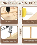 Installation steps for Top Shelf Hardwood Dowel Pins 3/16 Inch By 13/16 Inch Straight Wood Rods 60 Pack DIY projects.