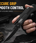 Hand holding 7 In 1 Dope Multitool Pocket Knife With LED Light And Glass Breaker And Fire Starter 440C Steel Folding Knife for camping