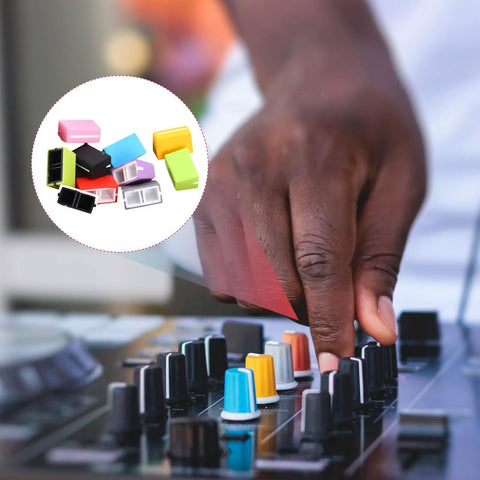Universal Fader Knobs For DJ Controllers And Mixers Green Rubber Slider Caps For Potentiometer Replacement in use