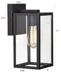 Close-up of 2 Pack Outdoor Wall Lanterns, 11 Inch Modern Farmhouse Exterior Sconces With Clear Glass, Textured Black Porch Lights