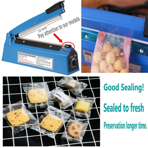 12 Inch Manual Heat Sealer For Plastic Bags Sealing Machine No Warm Up Lightweight Handheld Bag Sealer sealing bags with snacks and pretzels
