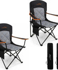 Oversized Padded Camping Chair Two Pack Heavy Duty Quad Chair with Lumbar Support, Side Pocket, Portable Lawn Chair and Carry Bags