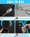 Easy-to-use setup steps for Straight Up Heavy Duty Knockout Brushless Cordless Rivet Gun Compatible With Makita 18V Battery Tool Only.