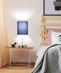 Bedside Table Lamp Set Of 2 With Touch Control 3 Way Dimmable And Space Saving 2 USB Ports And AC Outlets Nightstand Lamps For Living Room Bedroom Kids Blue 5000K Bulbs Included, lamp on nightstand next to bed