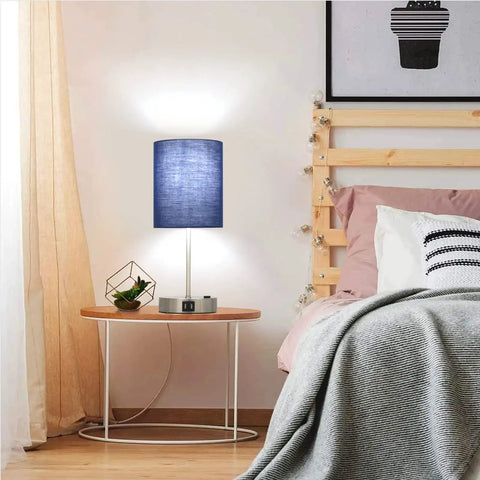 Touch Control Bedside Lamp With Two Fast USB Ports And Outlet, 3 Way Dimmable Pink Table Lamp For Bedroom Living Room Nightstand