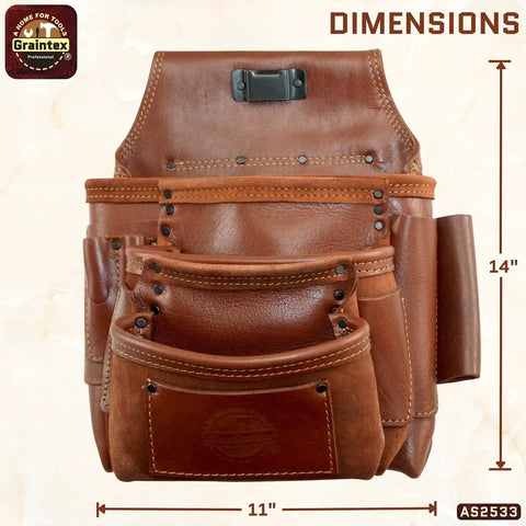 Ambassador Series 10 Pocket Framers Tool Pouch Pro Grade Nail And Tool Holder Built For Pros Made From Genuine Top Grain Leather