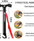 Tent hammer from 20 Piece Tent Stakes With Camping Hammers Rustproof 7.1 Inch Galvanized Steel Tent Pegs Ground Stakes Kit