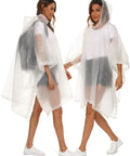 2 Pack Reusable Adult Rain Ponchos Emergency Waterproof Rain Coat With Drawstring Hood Heavy Duty EVA Gear Tear Resistant Quick Dry