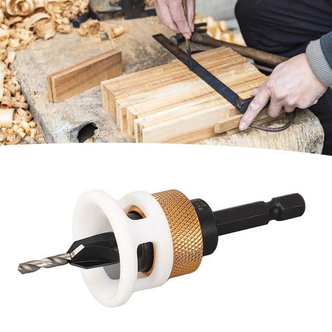 Heavy Duty 4 Flute Step Drill Bit Set With M2 HSS Tapered Guide For Precision Punching And Drilling Woodworking Projects Plus Depth Control Stop Kit For #10 Screws And 82 Degree Countersinks On Sheet Metal, used on wood