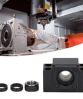 Top Tier Ball Screw End Support Kit Made From Heavy Duty Carbon Steel Bearing Block For SFU1605 And SFU1204 Models Featuring Super Easy Install High Accuracy Reliable Sealing Washer Perfect Upgrade To Your Rig With No Hassle Quick Assembly Required, CNC machine support block with locknut