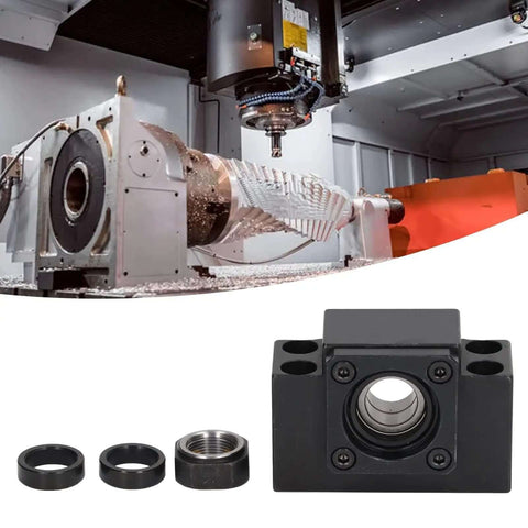 Top Tier Ball Screw End Support Kit Made From Heavy Duty Carbon Steel Bearing Block For SFU1605 And SFU1204 Models Featuring Super Easy Install High Accuracy Reliable Sealing Washer Perfect Upgrade To Your Rig With No Hassle Quick Assembly Required, CNC machine support block with locknut