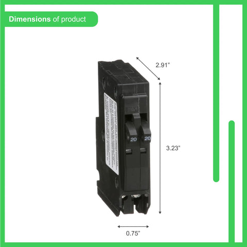 QO1515C 15 Amp Circuit Breaker With Thermal Magnetic Trip And Visi Trip Indicator dimensions for QO Panels tandem ready