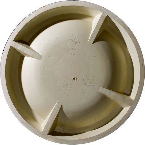 Bottom view of Traditional Smooth Surface Mount Ceiling Dome Urethane Primed and Ready to Paint, showing support structure.