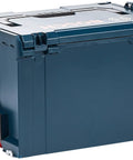 L Boxx 3D Storage Box With Top And Front Opening Drawers For Removable Inserts, Blue, showing closed modular design, rear angle view