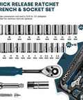 Beefed-Up 220-Piece Home Tool Kit With Toolbox Blue For Home Repairs Auto Maintenance DIY And General Use Heavy-Duty Wrench Set