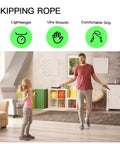 Father and daughter using 10 Pack PVC Jump Ropes For Cardio Fitness Versatile Adjustable Skipping Rope Set For Women Men Kids Speed Jump Rope For Exercise 9 Feet Length Durable Lightweight Construction Perfect For HIIT Warmups And All Skill Levels in living room.