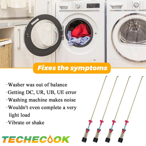 Washer Suspension Rod Replacement Kit For Front Load Models WA45T3200AW A4 WA45T3400AP A4 WA50R5200AW US WA45T3400AV A4 WA45H7000AW A2 And More Replaces DC97-05280W DC97-16350U DC97-16350T No Fuss Install, four metal rods for washer balance