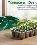 10 Pack Seed Starter Tray Kit With 120 Cells And Adjustable Humidity Dome For Fast Germination Indoors Garden Seed Starting Trays Mini Greenhouse Germination Kit For Home Gardeners Growing Healthy Seedlings with transparent tray showing seedlings and roots