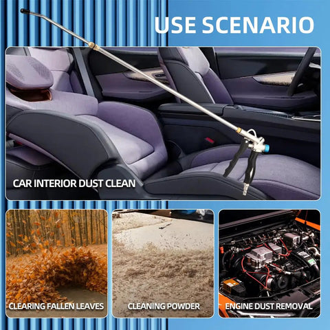 Industrial Air Blow Gun With Extension Tube 19 To 41 Inch, Two Way High Flow Nozzle cleaning car interior and various scenarios