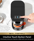 Single Serve Coffee Maker For K Cup And Ground Coffee, 3 Brew Sizes With Strong Brew And Over Ice, top view with touch panel.