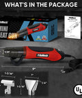 Dual Temp 350W Heat Gun With 400F And 660F Settings, Quick Heat, 2 Nozzles, High Flow Hot Air For DIY Craft Embossing Shrink Wrap
