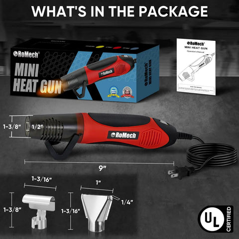 Dual Temp 350W Heat Gun With 400F And 660F Settings, Quick Heat, 2 Nozzles, High Flow Hot Air For DIY Craft Embossing Shrink Wrap