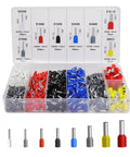 1200 Piece Wire Ferrules Terminals Kit For AWG 22 To 8, Insulated Cord End Connectors, Multi Color 8 Sizes in case