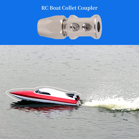 Flex Collet Coupler For 5mm Motor Shaft And 4mm Flex Shaft Stainless Steel Flexible Coupling shown with RC boat on water