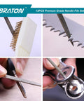 LIBRATON 13-piece needle file set with jewelers and steel files, brush, and carry case