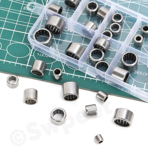 Heavy Duty 32 Piece Needle Roller Bearings Kit 8 Assorted Models Ag Construction St14 Steel Drawn Cup Open End Single Row Design Giving Superior Durability And Smooth Performance For Work Projects Where Reliability Matters Most For You Today., assorted needle roller bearings in plastic organizer