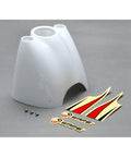 Cowl Replacement For Apprentice S 15e RTF RC Airplane, white molded shell, with stickers and screws, plug and play install