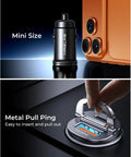 125W Fast Car Charger With USB C PD65W And USB A QC60W Quick Charge All Metal Cigarette Lighter Adapter with phone in background
