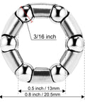 Bike Wheel Bearings 3/16 Inch 6 Balls Retainer Set with stainless steel circumference, showing detailed measurements.